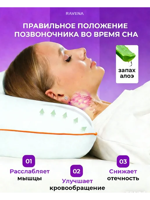 EDELSON Ортопедическая подушка для сна с памятью, белый, фото 2