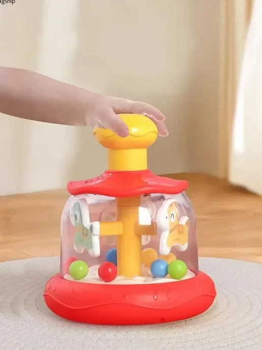 Юла игрушка Интерактивные для детей с животными, красный, фото 5