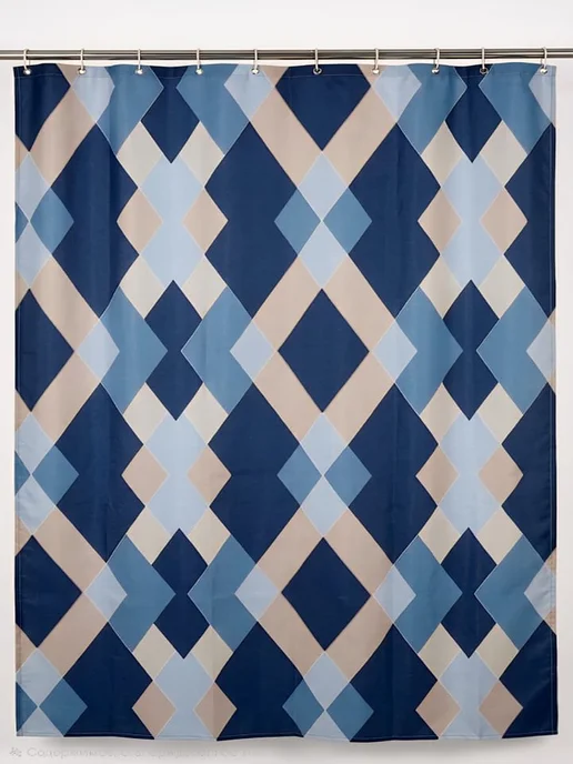Ninel Home Широкая штора для ванной и душа 240х200 синий голубой, 240x200, фото 7