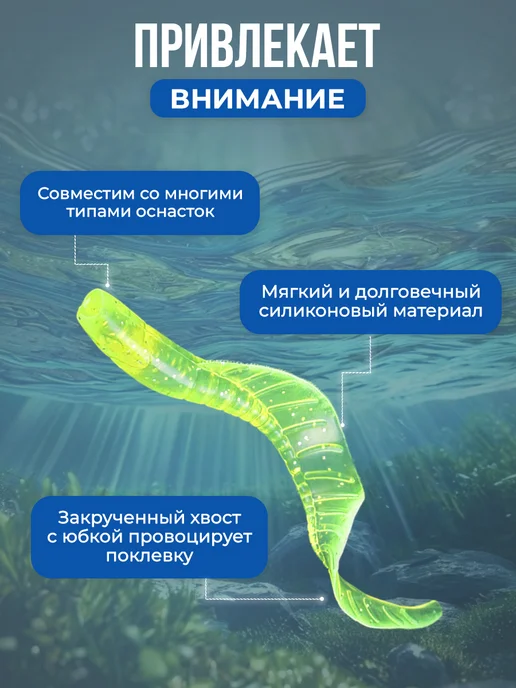 Нет бренда Набор силиконовых приманок червь Worm Bait, 8,6см 3,8г, 10шт, 8,6см, 3,8 г, 3, фото 2