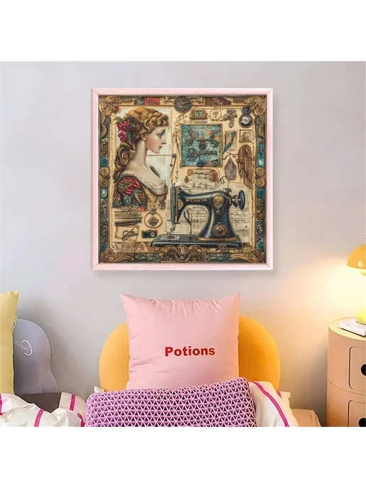 Антикварный крестик для шитья Lady, 14CT, 40x40см, декор, 40x40 см, фото 2
