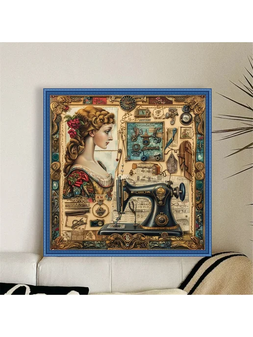 Антикварный крестик для шитья Lady, 14CT, 40x40см, декор, 40x40 см, фото 4