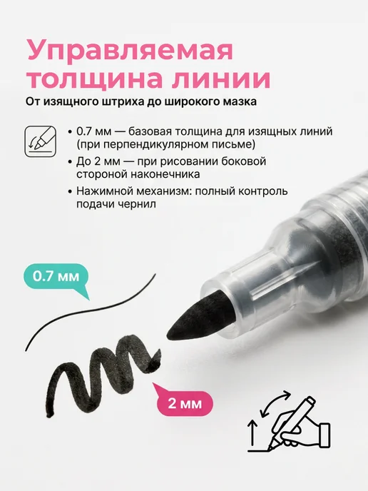 HuggyFun Акриловый маркер для обводки 0,7 мм черный 1 шт, 1 шт, фото 3