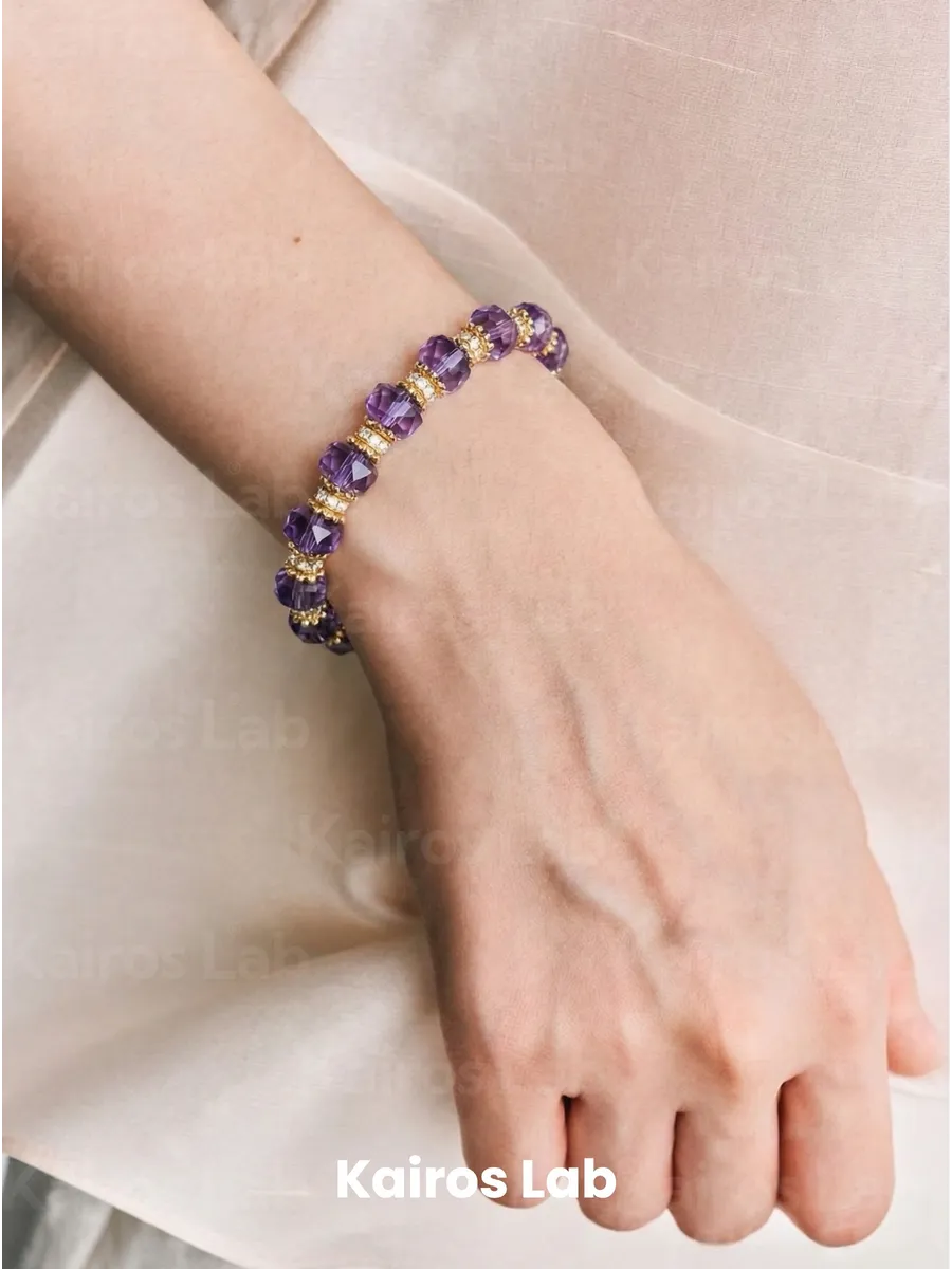 Браслет аметист фианиты натуральный камень — 1