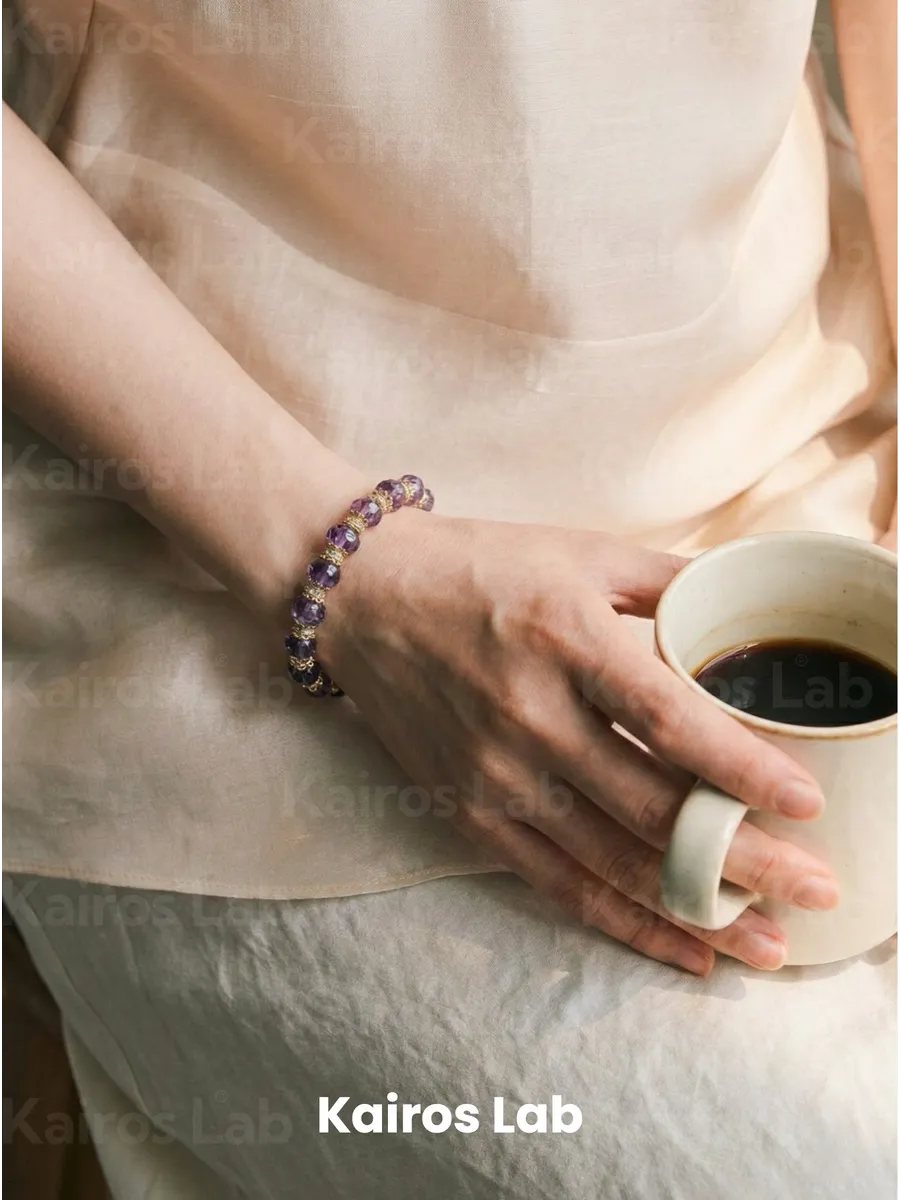 Браслет аметист фианиты натуральный камень — миниатюра 2