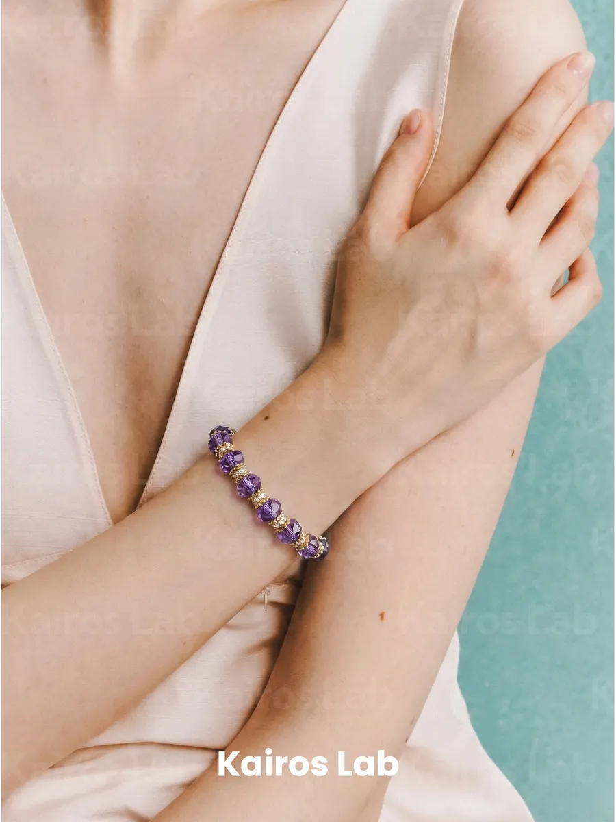 Браслет аметист фианиты натуральный камень — миниатюра 4