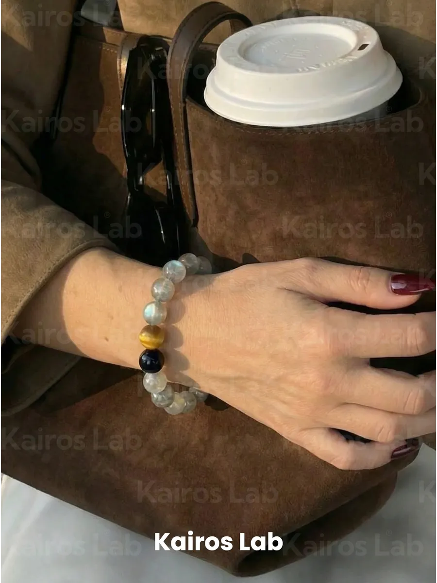 Браслет натуральный лунный камень тигровый глаз — 1