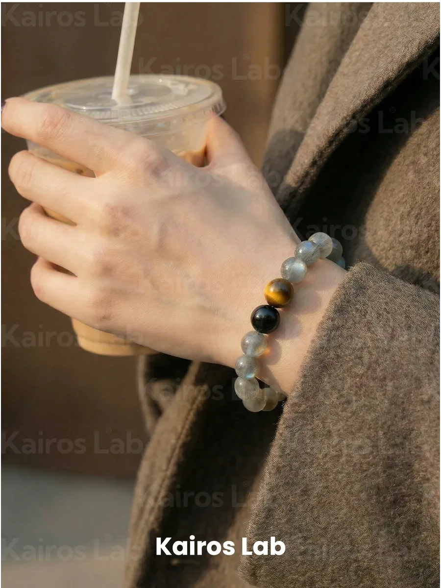 Браслет натуральный лунный камень тигровый глаз — миниатюра 4