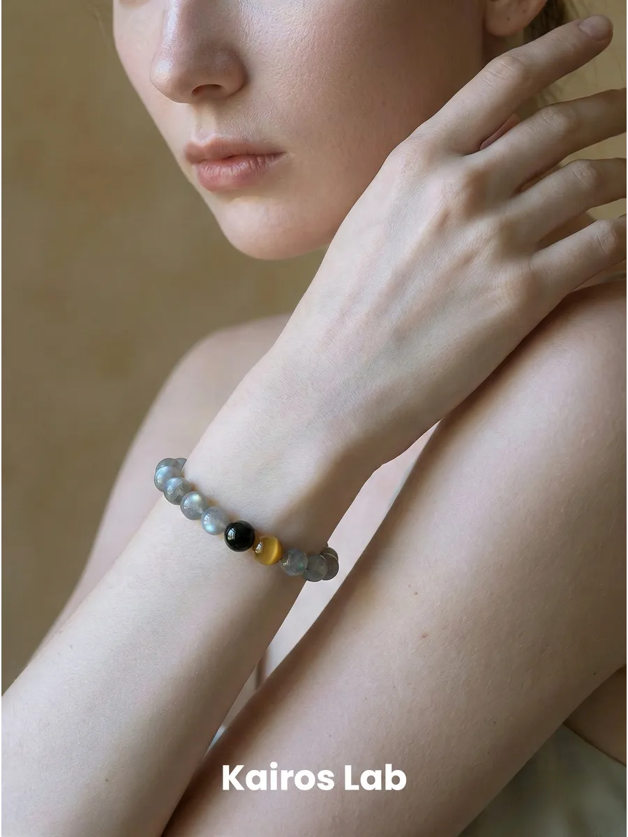 Браслет натуральный лунный камень тигровый глаз — миниатюра 5