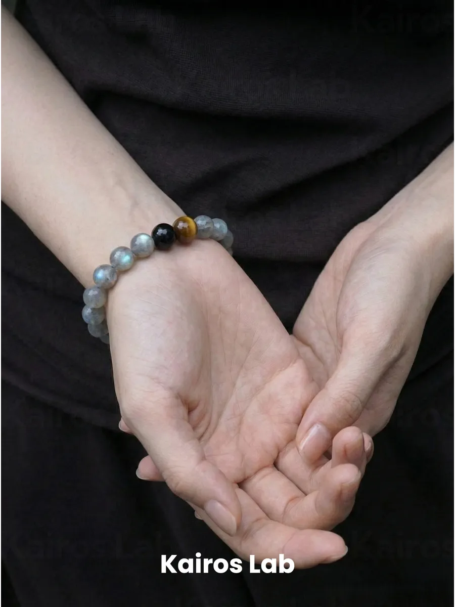 Браслет натуральный лунный камень тигровый глаз — миниатюра 6