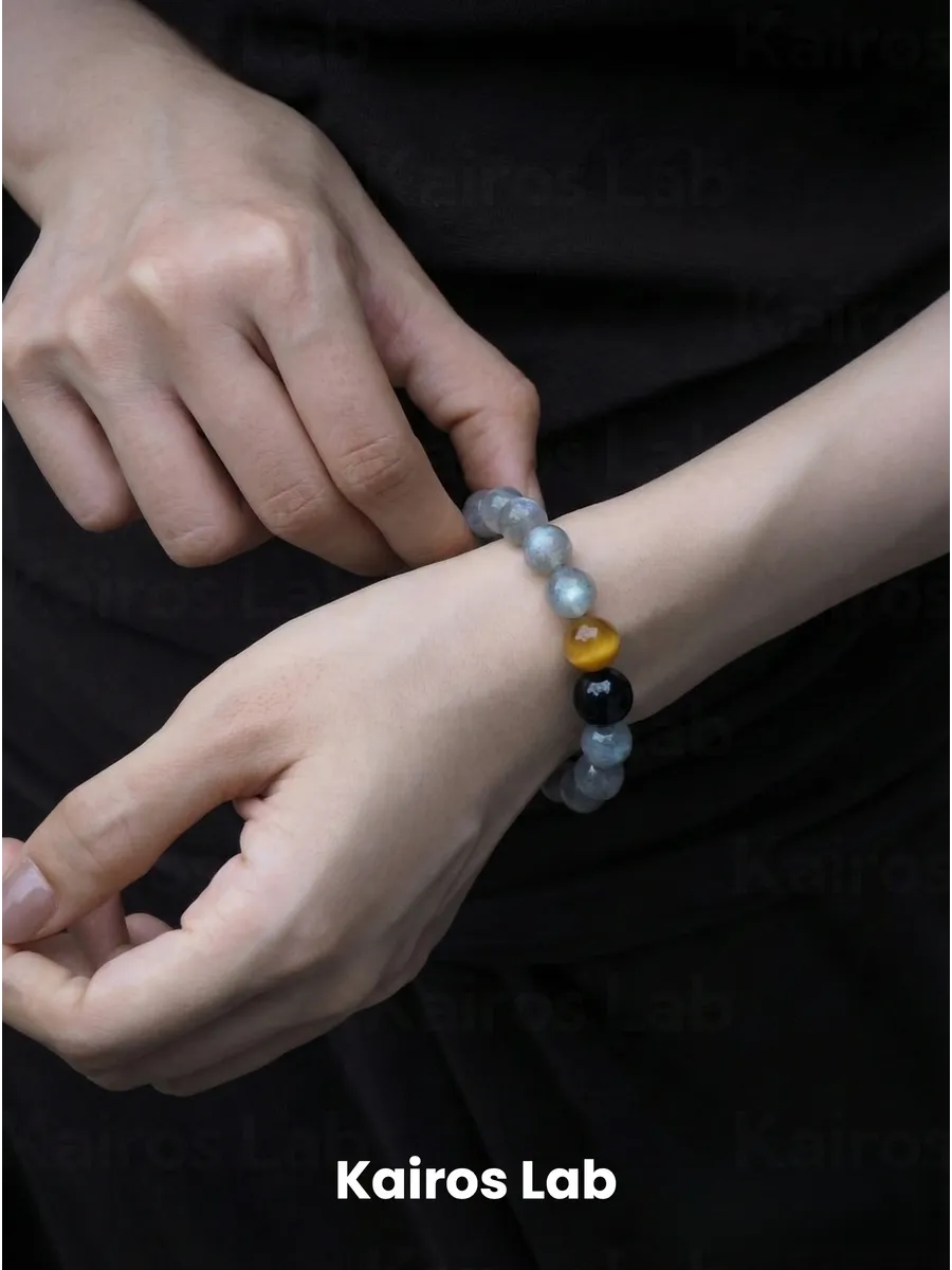 Браслет натуральный лунный камень тигровый глаз — миниатюра 7