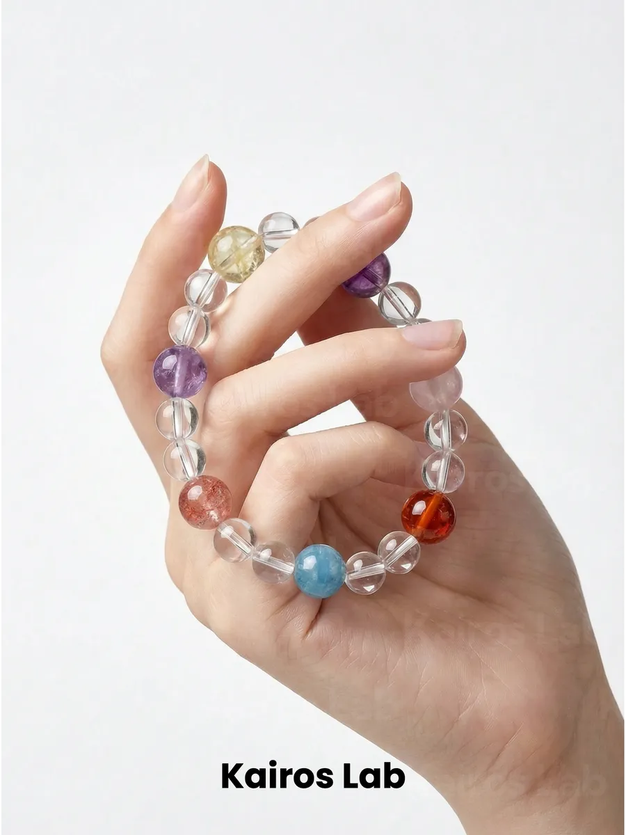 Браслет микс натуральных камней семь цветов подарок — 1