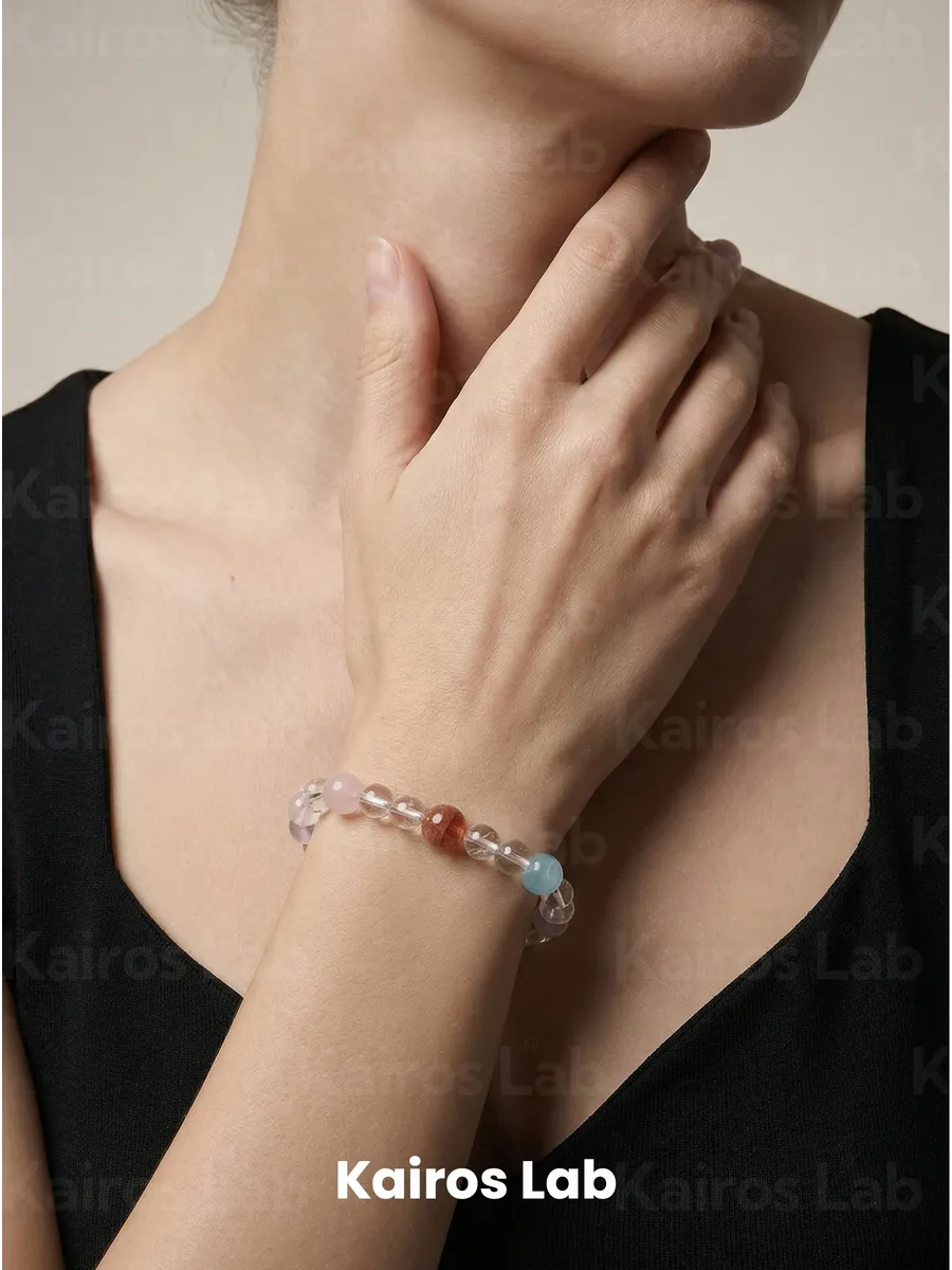 Браслет микс натуральных камней семь цветов подарок — фото 2