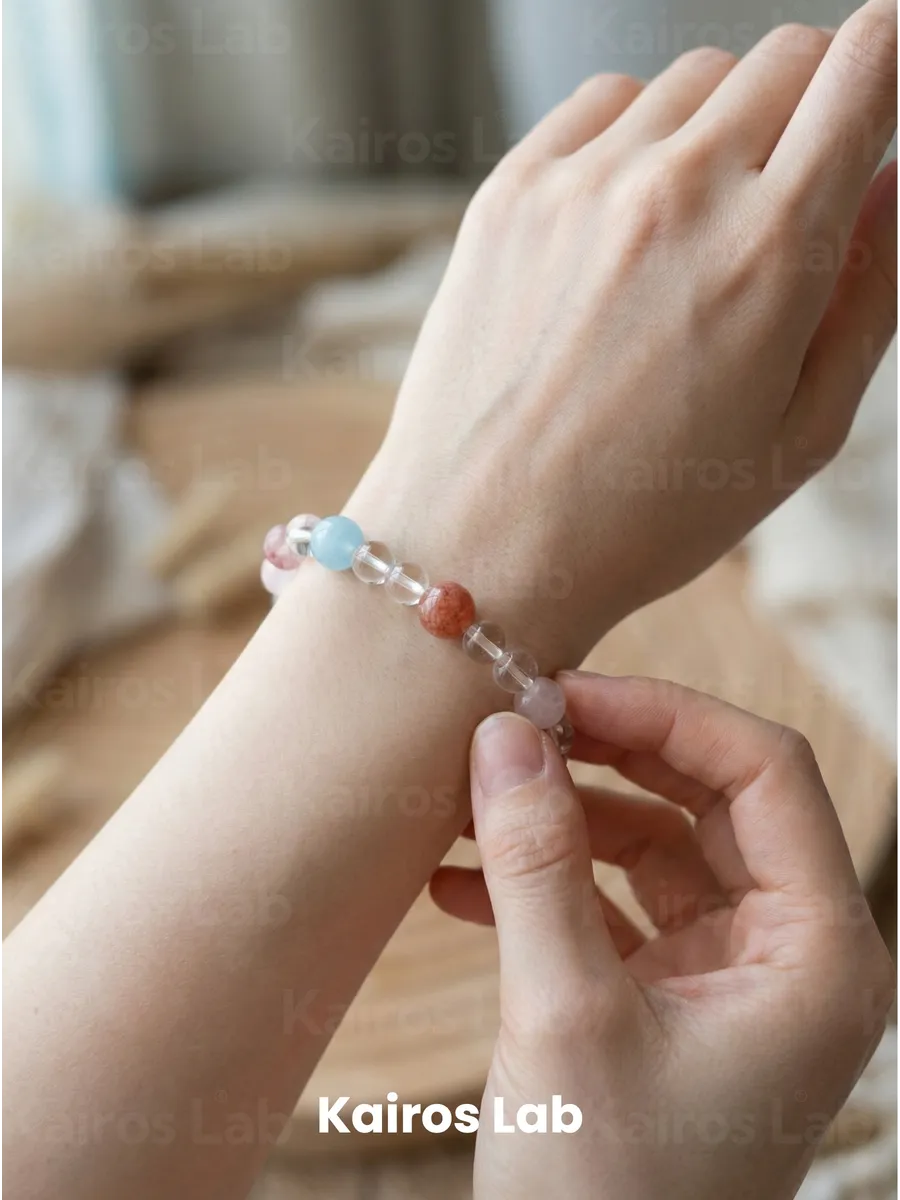 Браслет микс натуральных камней семь цветов подарок — фото 3