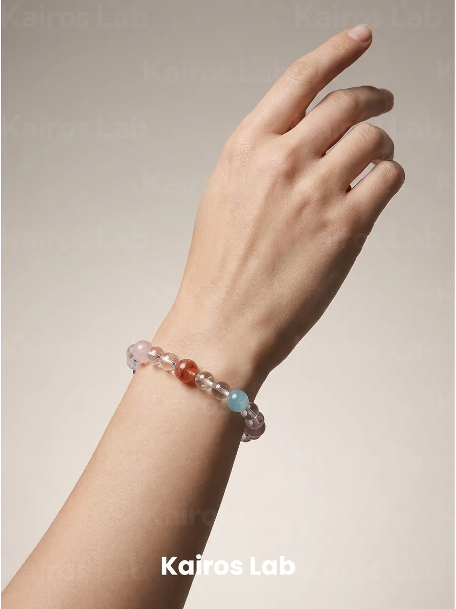 Браслет микс натуральных камней семь цветов подарок — фото 4