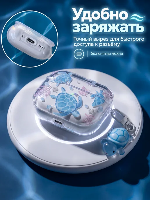 Qapla чехол на airpods pro3 кейс для наушников аирподс, синий, фото 2
