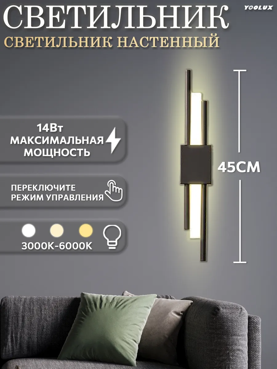 Светильник настенный светодиодный, бра LIFEPLUS, трехцветный