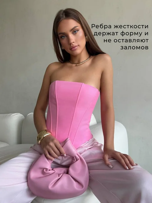 MLClothers Корсет вечерний утягивающий на молнии со шнуровкой, розовый, фото 7