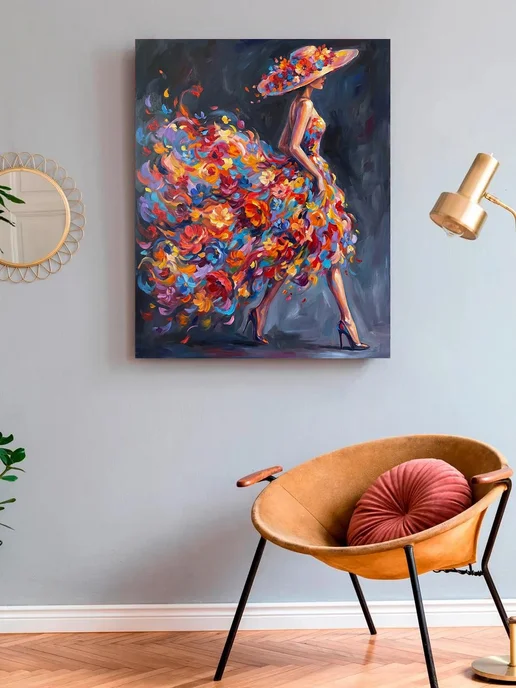Art on Canvas Цветочное платье Картина по номерам на холсте 40х50 см, 40x50 см, фото 3