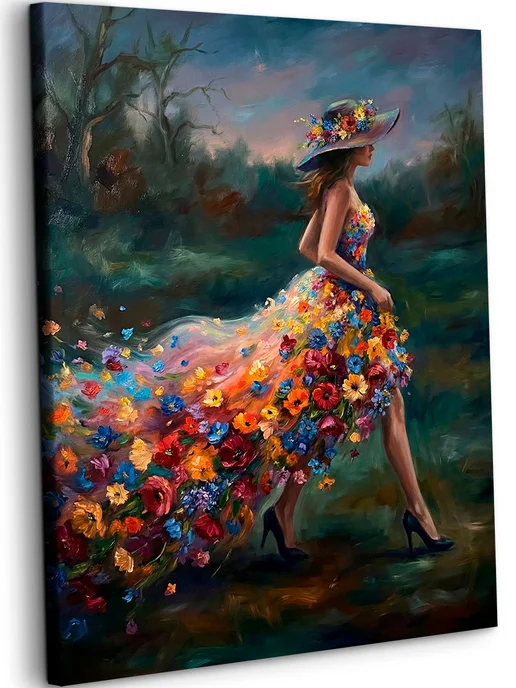 Art on Canvas Дама в цветах Картина по номерам на холсте 40х50 см, 40x50 см, фото 2