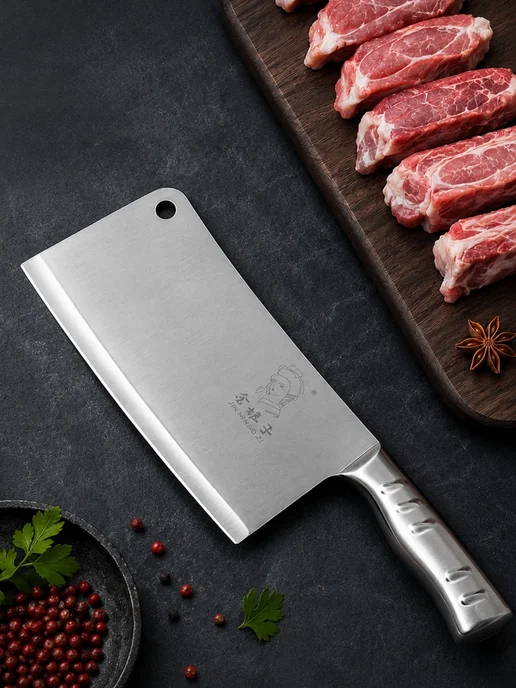 Топорик кухонный для рубки мяса и костей, серый, фото 7