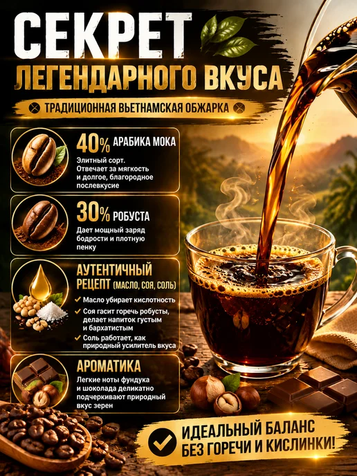 Phuong Vy Кофе молотый Вьетнам Мока арабика робуста 500 гр, 500 г, фото 2