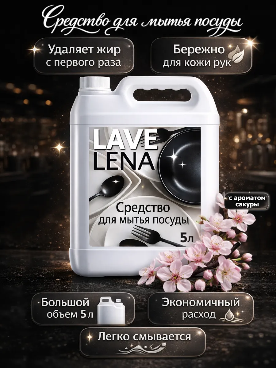 Средство для мытья посуды 5 л LaveLena сакура
