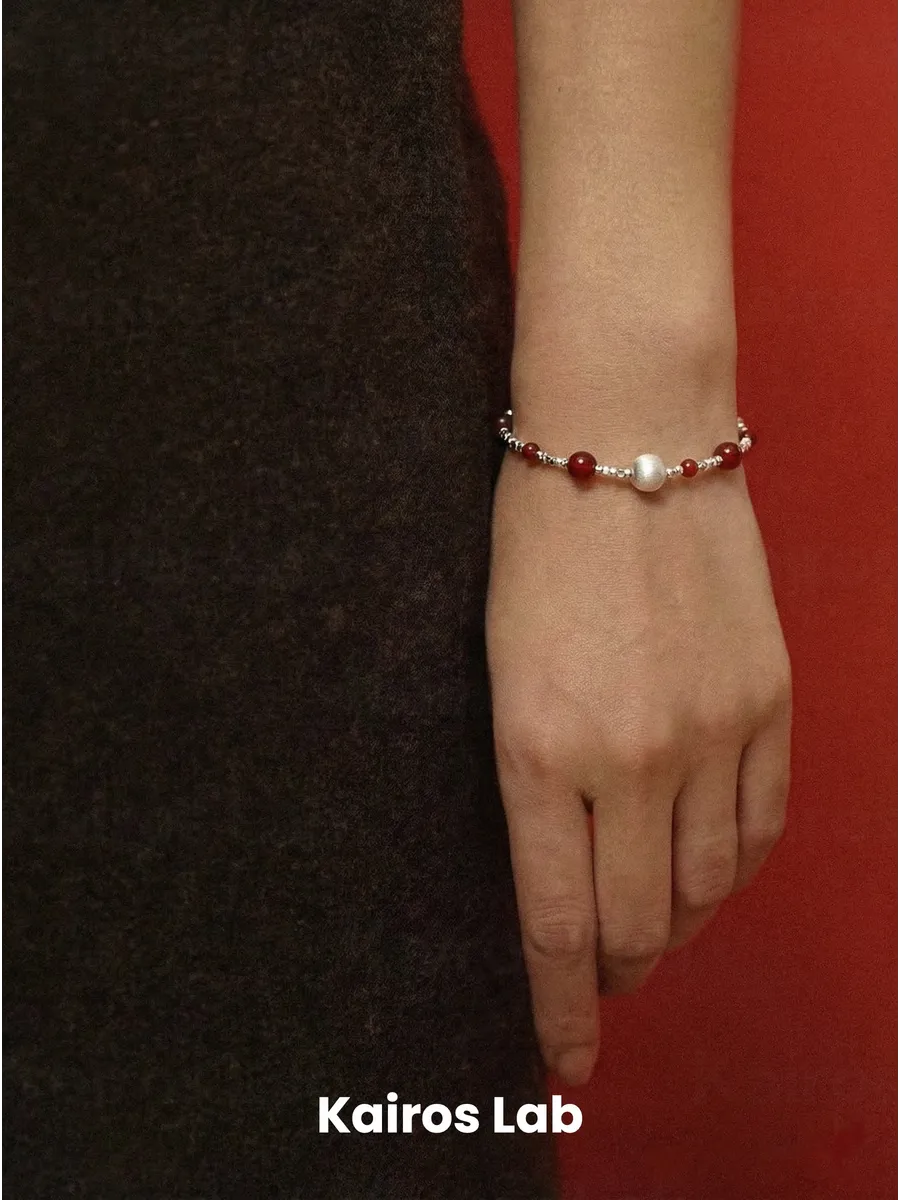 Браслет цепочка красный агат натуральный камень — миниатюра 5