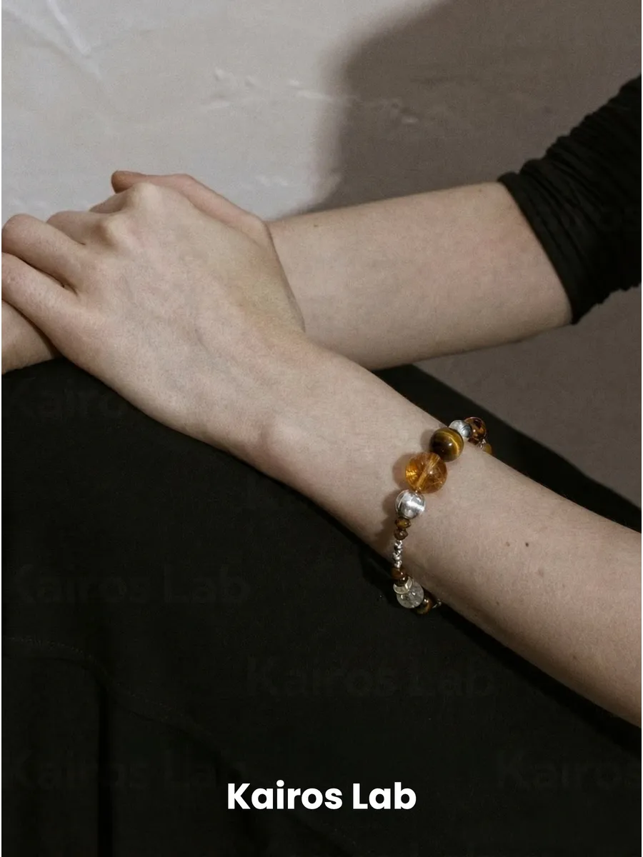 Браслет цепочка тигровый глаз цитрин натуральный камень — миниатюра 3