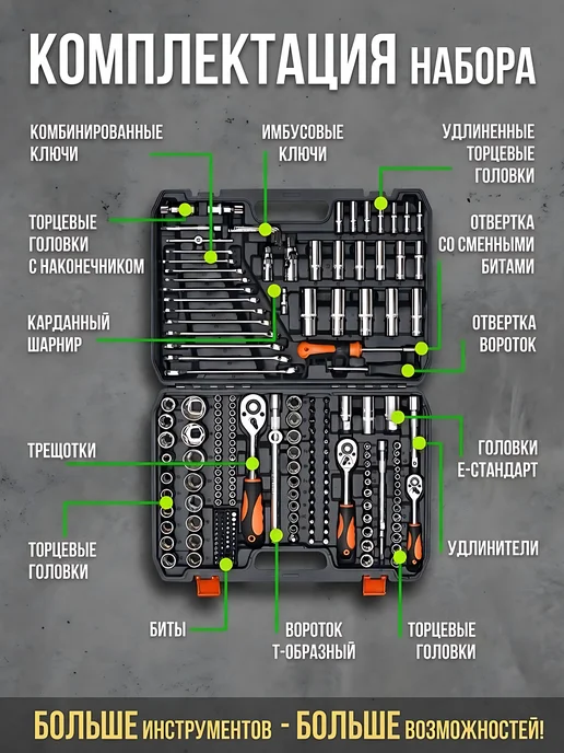 AnteiKing Набор инструментов для автомобиля 219 пр, CRV, черный, фото 2