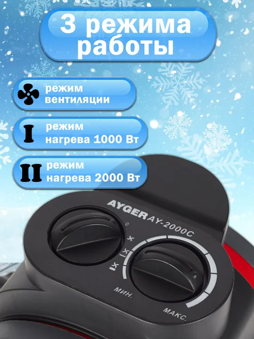 AYGER Тепловая пушка, керамический нагреватель AY-2000C, вариант, фото 2