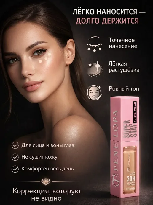 альма7 Консилер для глаз и лица корректор стойкий для макияжа, бежевый, фото 3