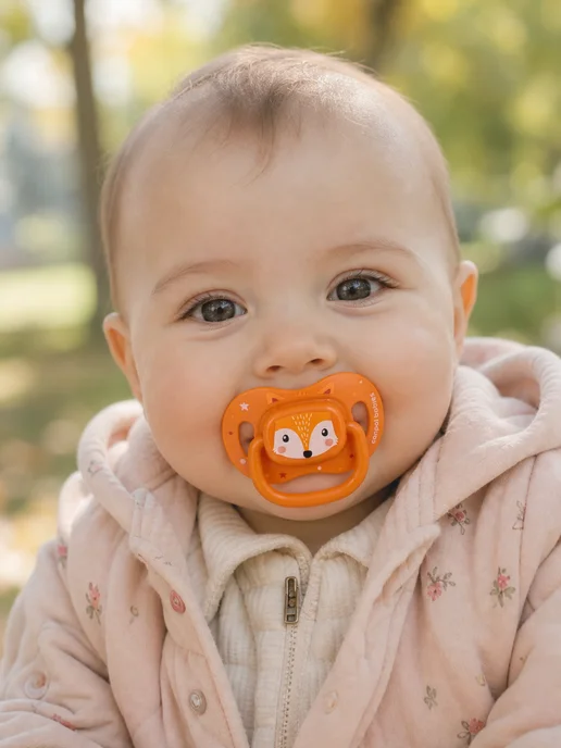 Canpol Babies Соска пустышка силиконовая 0-6 месяцев симметричная, оранжевый, фото 8