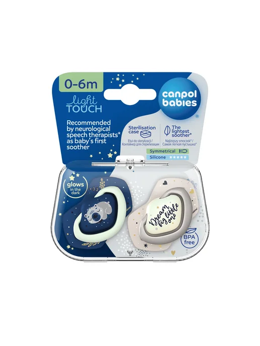 Canpol Babies Соска пустышка 0-6 мес, светится в темноте, с футляром, голубой, фото 2