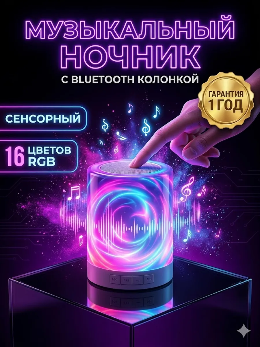 Беспроводной ночник с Bluetooth колонкой