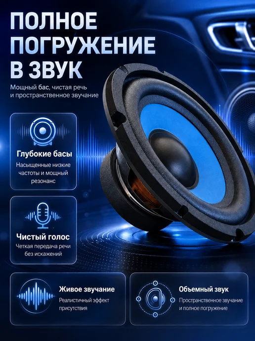 Сабвуфер автомобильный пассивный 20 см (8 дюйм ), вариант, фото 8