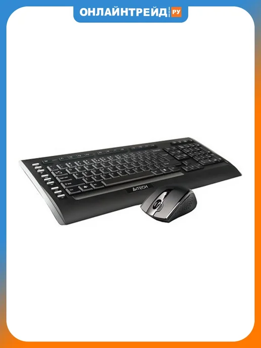 Клавиатура + мышь A4Tech 9300F, клав:черный, мышь:черный, USB беспроводная-Multimedia, черный