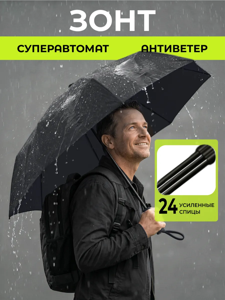 Зонт мужской автомат 24 усиленные спицы