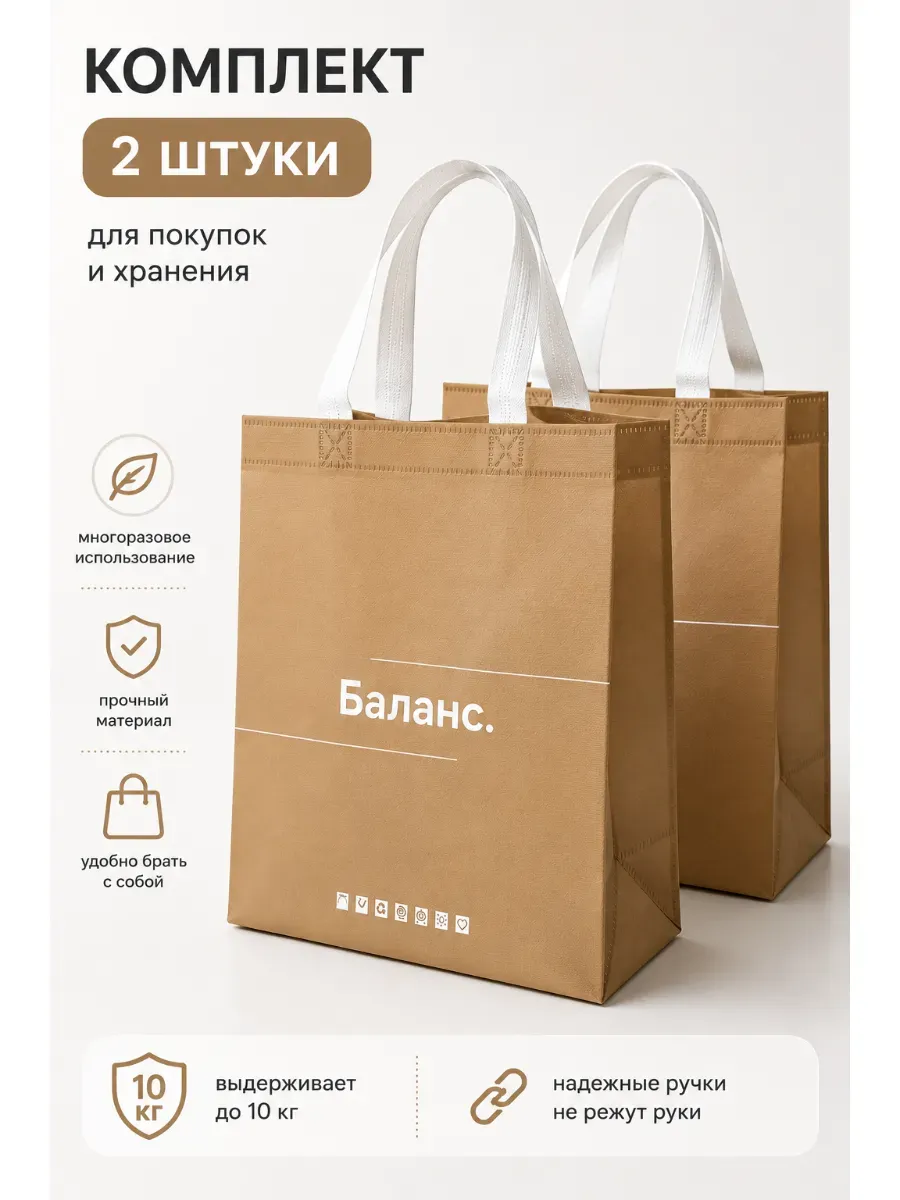 Шоппер сумка хозяйственная 2 шт из спанбонда