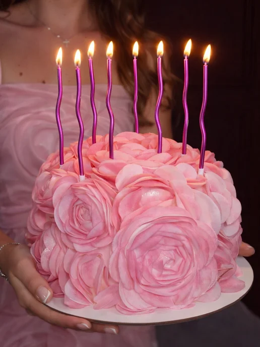ИоЛаНтА Набор свечей витые и цифра 6 лет, розовый, фото 4