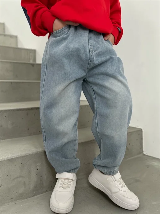 DIGI Kids Джинсы для мальчика широкие бананы, голубой, фото 2