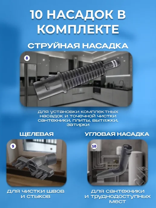 паровая швабра и пароочиститель Паровая швабра с пароочистителем и отпаривателем, белый, фото 6