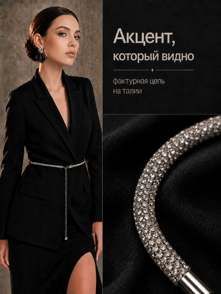 Пояс цепочка декоративный на платье