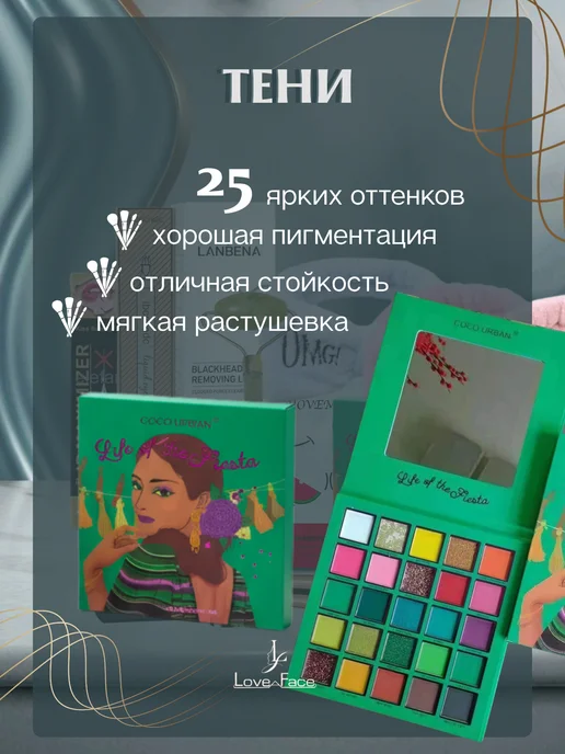 Подарочный бьюти бокс набор косметики для макияжа 10в1, фиолетовый, фото 3