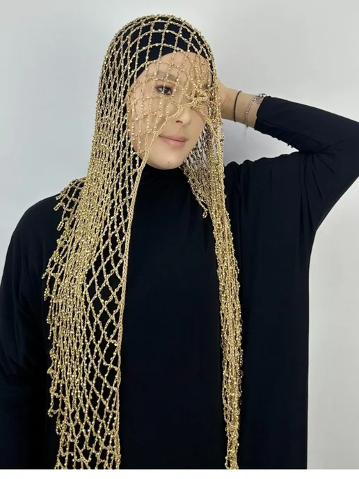 Arzu Bone Шаль вязаный косынка хиджаб мусульманский, желтый, фото 2