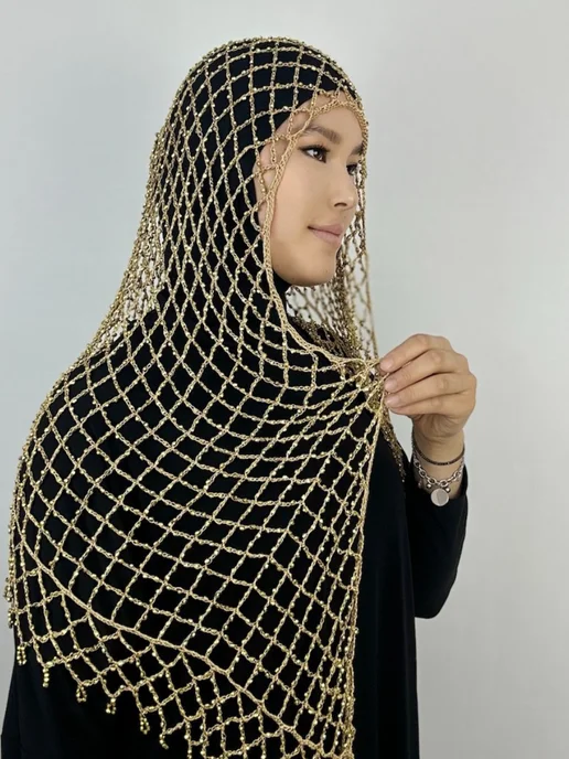 Arzu Bone Шаль вязаный косынка хиджаб мусульманский, желтый, фото 3