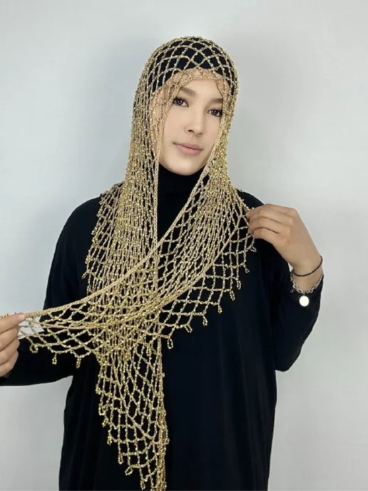 Arzu Bone Шаль вязаный косынка хиджаб мусульманский, желтый, фото 5
