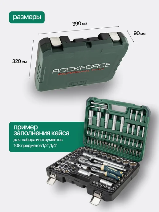Rockforce Кейс пластиковый для инструмента, 108 предметов, вариант, фото 2