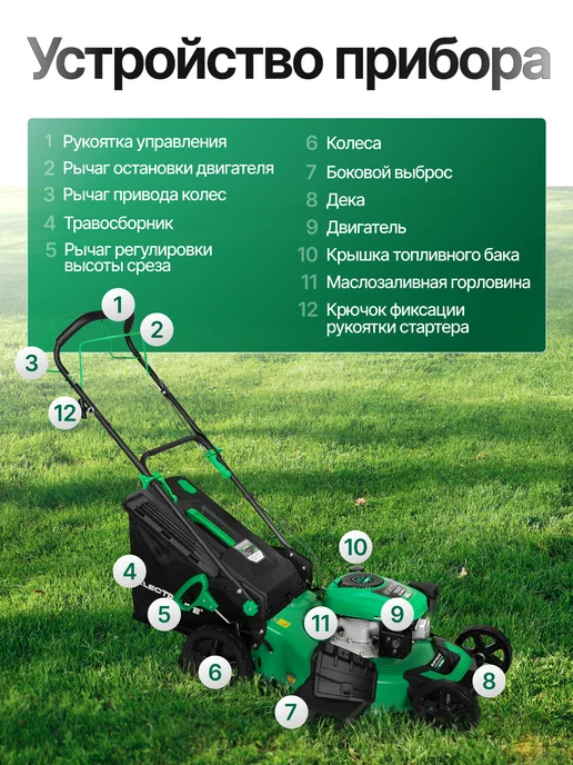ELECTROLITE Газонокосилка бензиновая GL-530A, вариант, фото 8