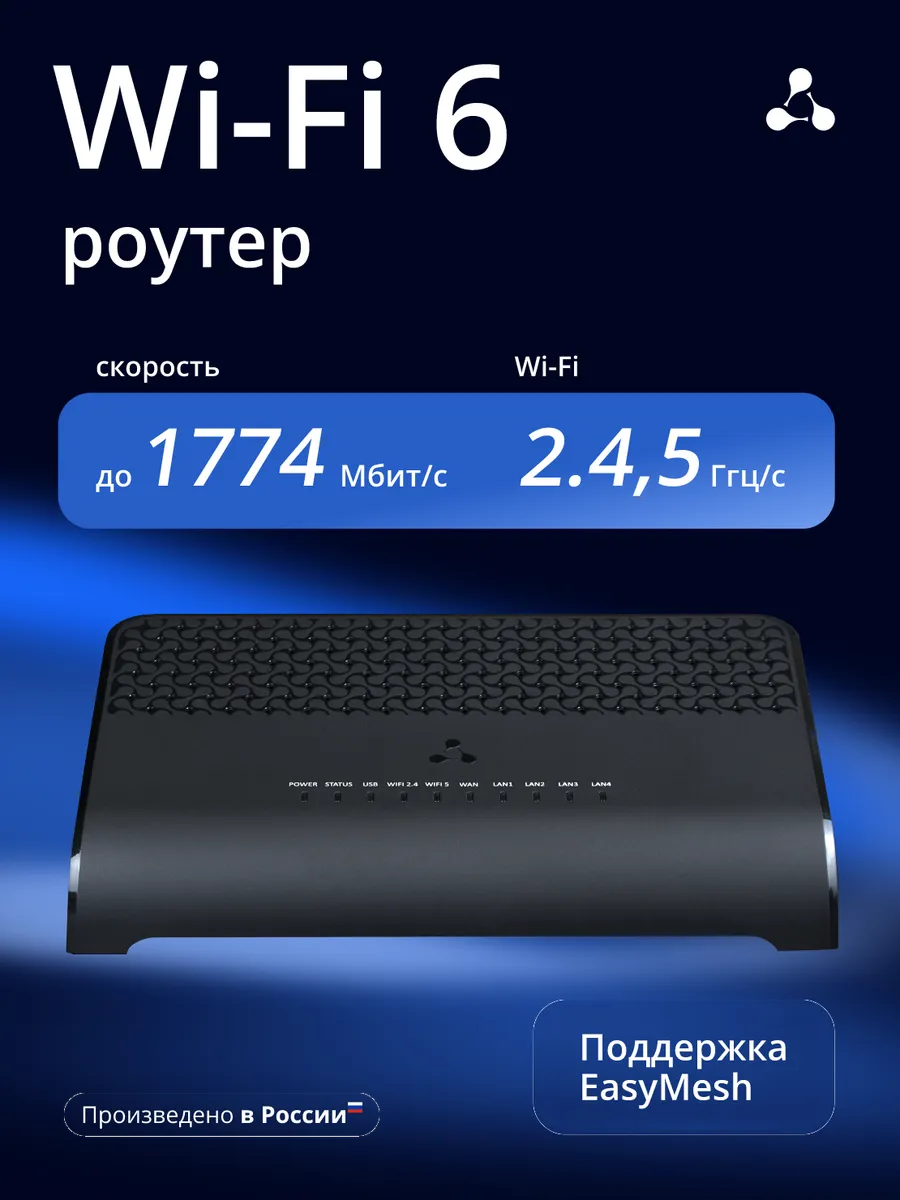 Двухдиапазонный Wi-Fi 6 роутер, Easy Mesh